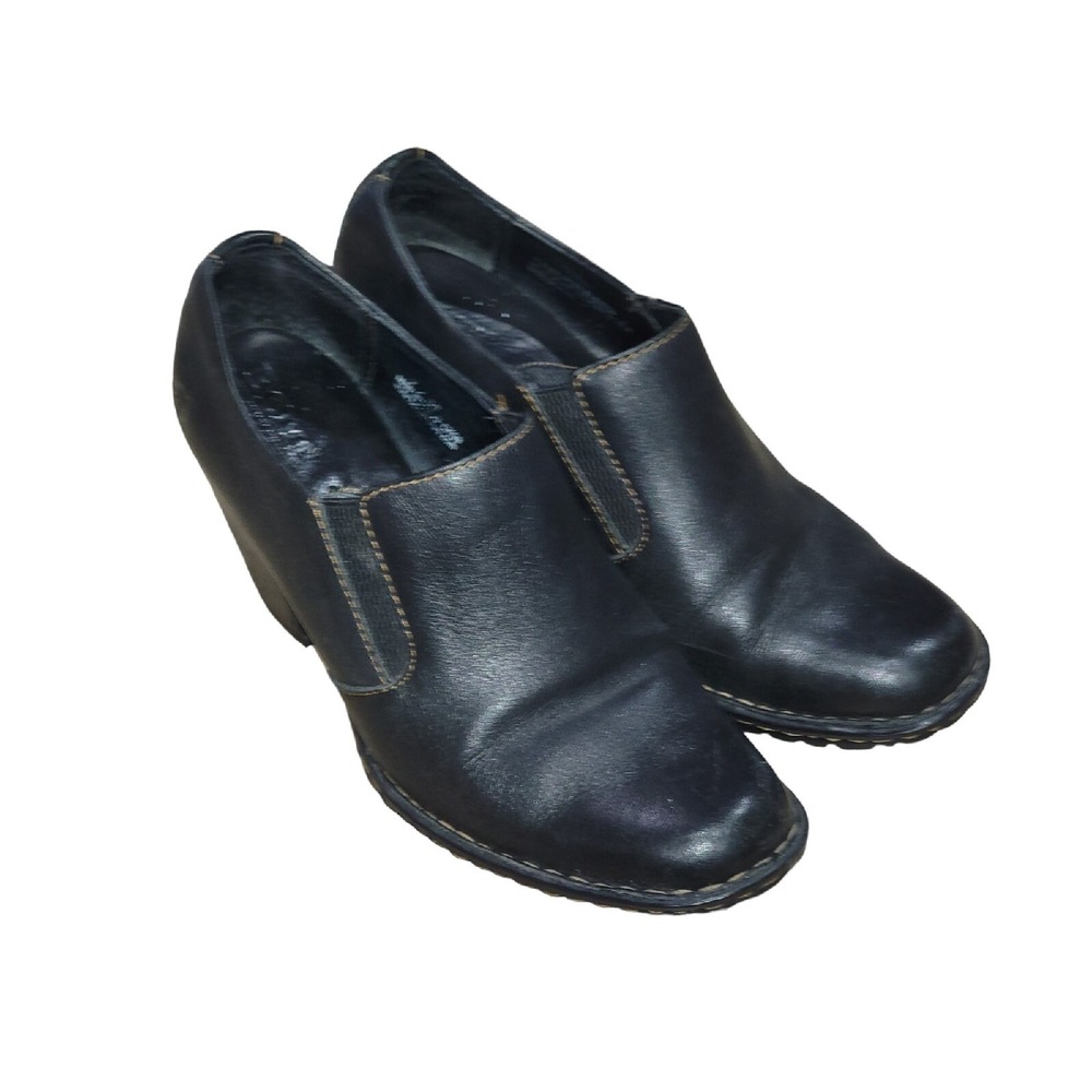 Born Gertrude Womens Black‎ Leather Slip On Heel Pump Clog Shoes Sz 7 US / 38 EU - Picture 9 of 13